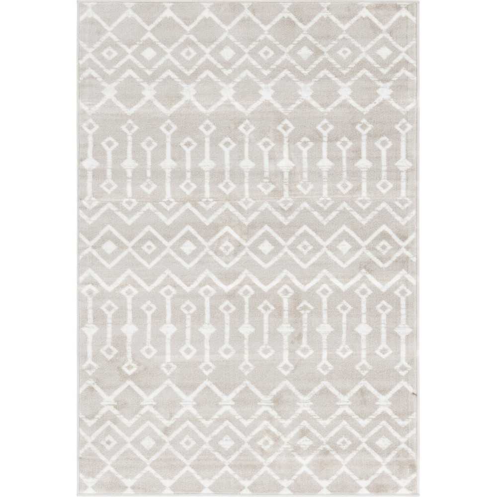 Rug Unique Loom Moroccan Trellis Beige Rectangular 4' 0 x 6' 0