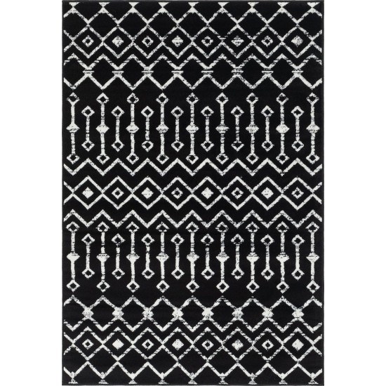 Rug Unique Loom Moroccan Trellis Black Rectangular 4' 0 x 6' 0