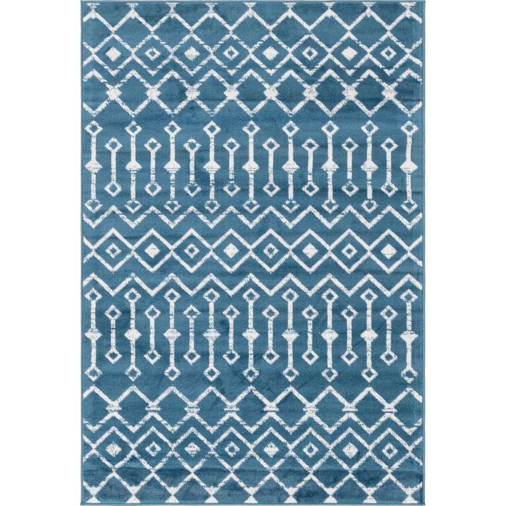 Rug Unique Loom Moroccan Trellis Dark Blue Rectangular 4' 0 x 6' 0