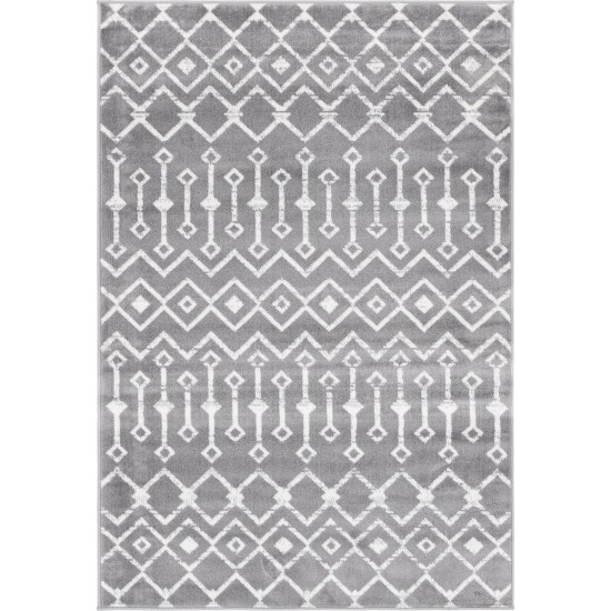 Rug Unique Loom Moroccan Trellis Dark Gray Rectangular 4' 0 x 6' 0