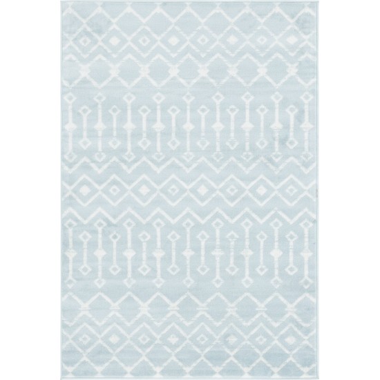 Rug Unique Loom Moroccan Trellis Light Blue Rectangular 4' 0 x 6' 0