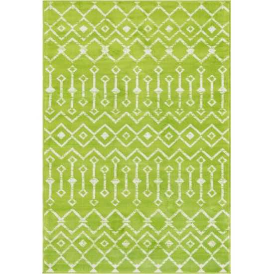 Rug Unique Loom Moroccan Trellis Green Rectangular 4' 0 x 6' 0