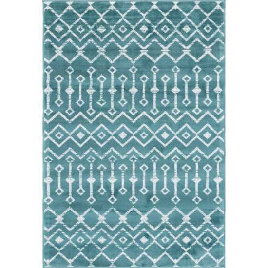 Rug Unique Loom Moroccan Trellis Teal Rectangular 4' 0 x 6' 0