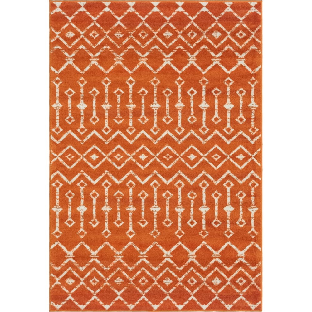 Rug Unique Loom Moroccan Trellis Orange Rectangular 4' 0 x 6' 0