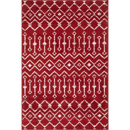 Rug Unique Loom Moroccan Trellis Red Rectangular 4' 0 x 6' 0