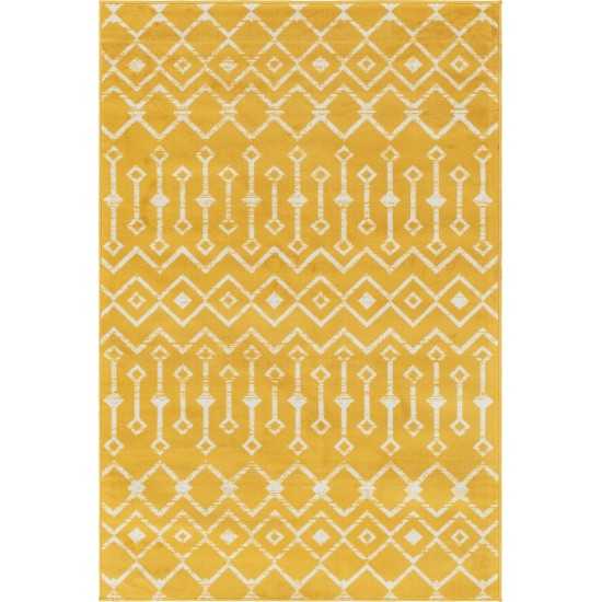 Rug Unique Loom Moroccan Trellis Yellow Rectangular 4' 0 x 6' 0