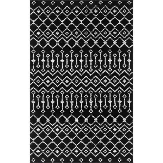 Rug Unique Loom Moroccan Trellis Black Rectangular 5' 0 x 8' 0