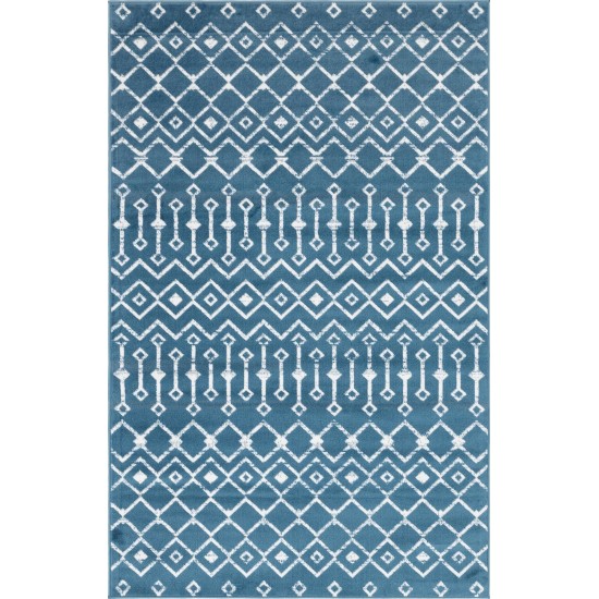 Rug Unique Loom Moroccan Trellis Dark Blue Rectangular 5' 0 x 8' 0