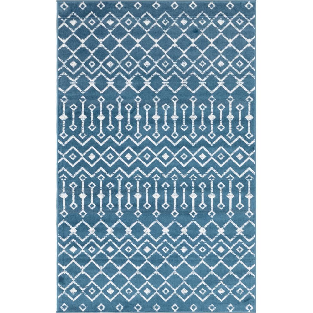 Rug Unique Loom Moroccan Trellis Dark Blue Rectangular 5' 0 x 8' 0