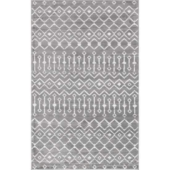 Rug Unique Loom Moroccan Trellis Dark Gray Rectangular 5' 0 x 8' 0