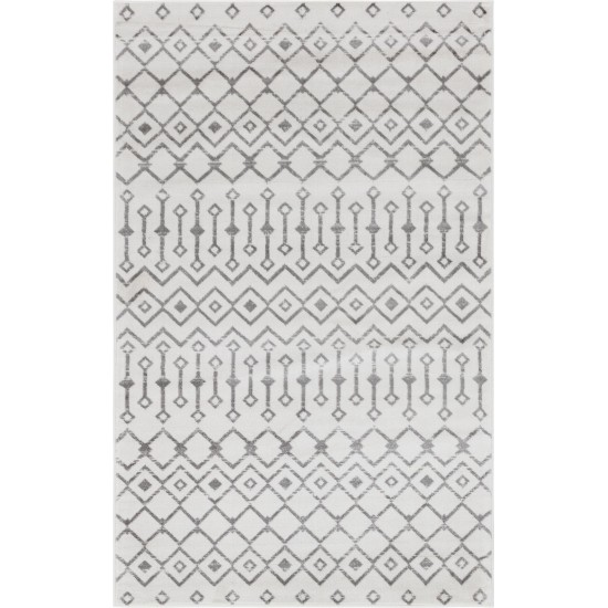 Rug Unique Loom Moroccan Trellis Ivory Rectangular 5' 0 x 8' 0