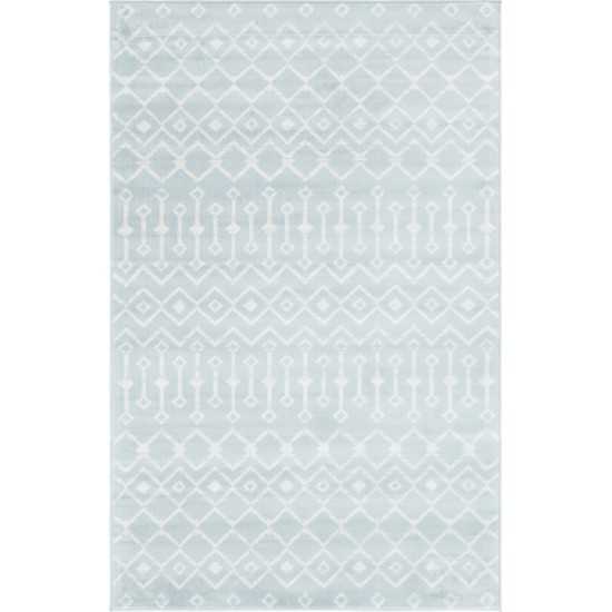 Rug Unique Loom Moroccan Trellis Light Blue Rectangular 5' 0 x 8' 0