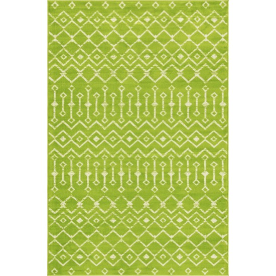 Rug Unique Loom Moroccan Trellis Green Rectangular 5' 0 x 8' 0