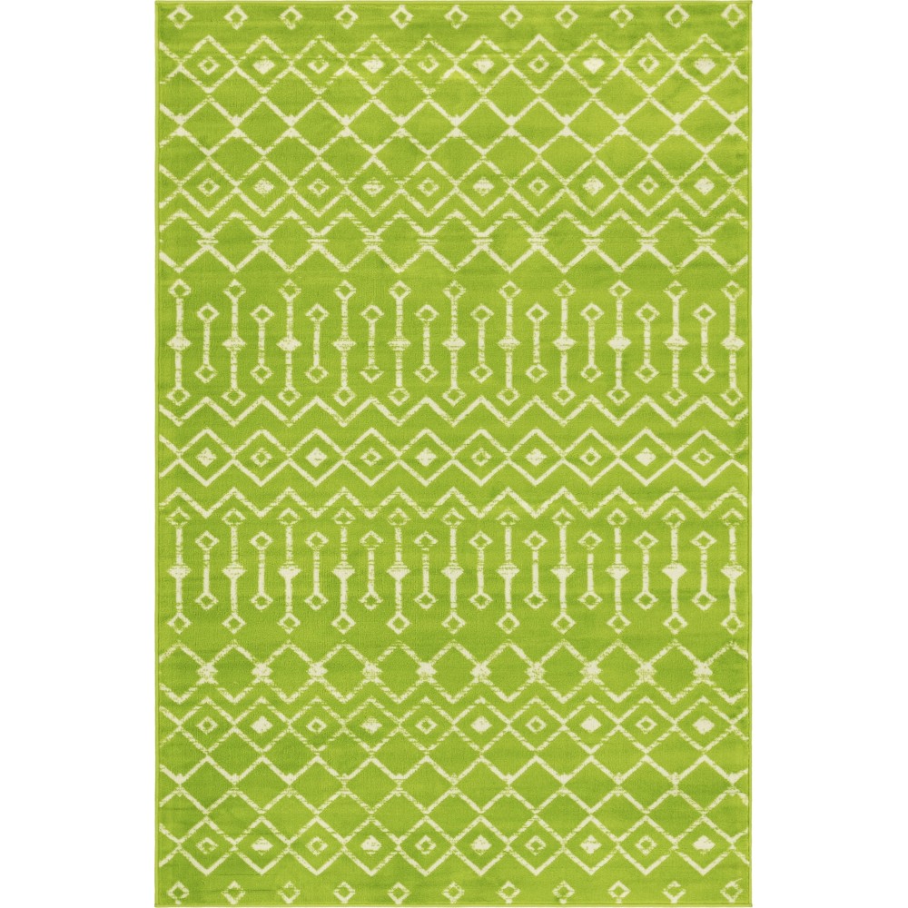 Rug Unique Loom Moroccan Trellis Green Rectangular 5' 0 x 8' 0