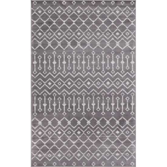 Rug Unique Loom Moroccan Trellis Light Gray Rectangular 5' 0 x 8' 0