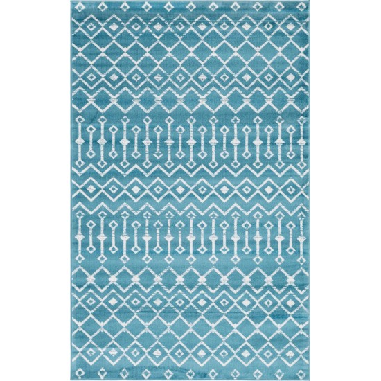 Rug Unique Loom Moroccan Trellis Teal Rectangular 5' 0 x 8' 0