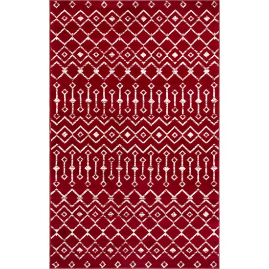 Rug Unique Loom Moroccan Trellis Red Rectangular 5' 0 x 8' 0