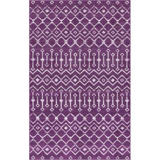 Rug Unique Loom Moroccan Trellis Violet Rectangular 5' 0 x 8' 0