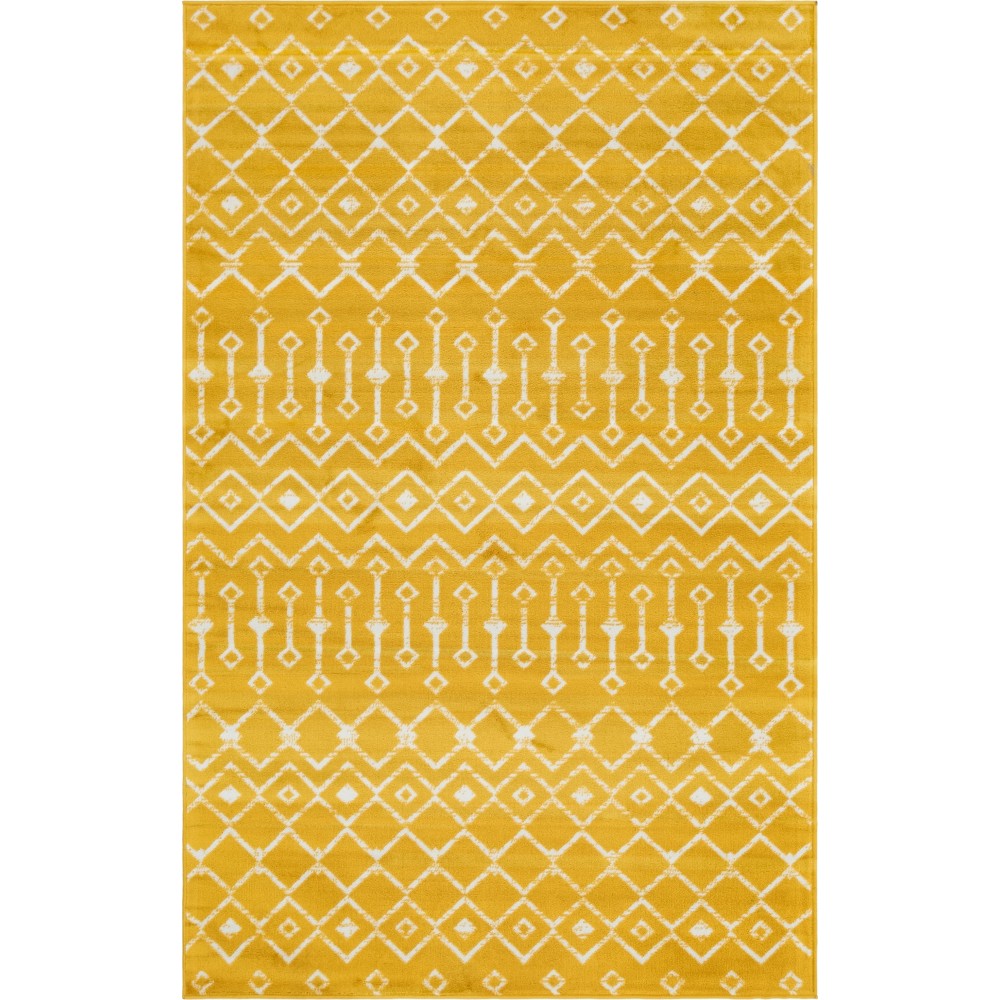 Rug Unique Loom Moroccan Trellis Yellow Rectangular 5' 0 x 8' 0