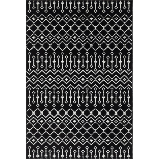 Rug Unique Loom Moroccan Trellis Black Rectangular 6' 0 x 9' 0