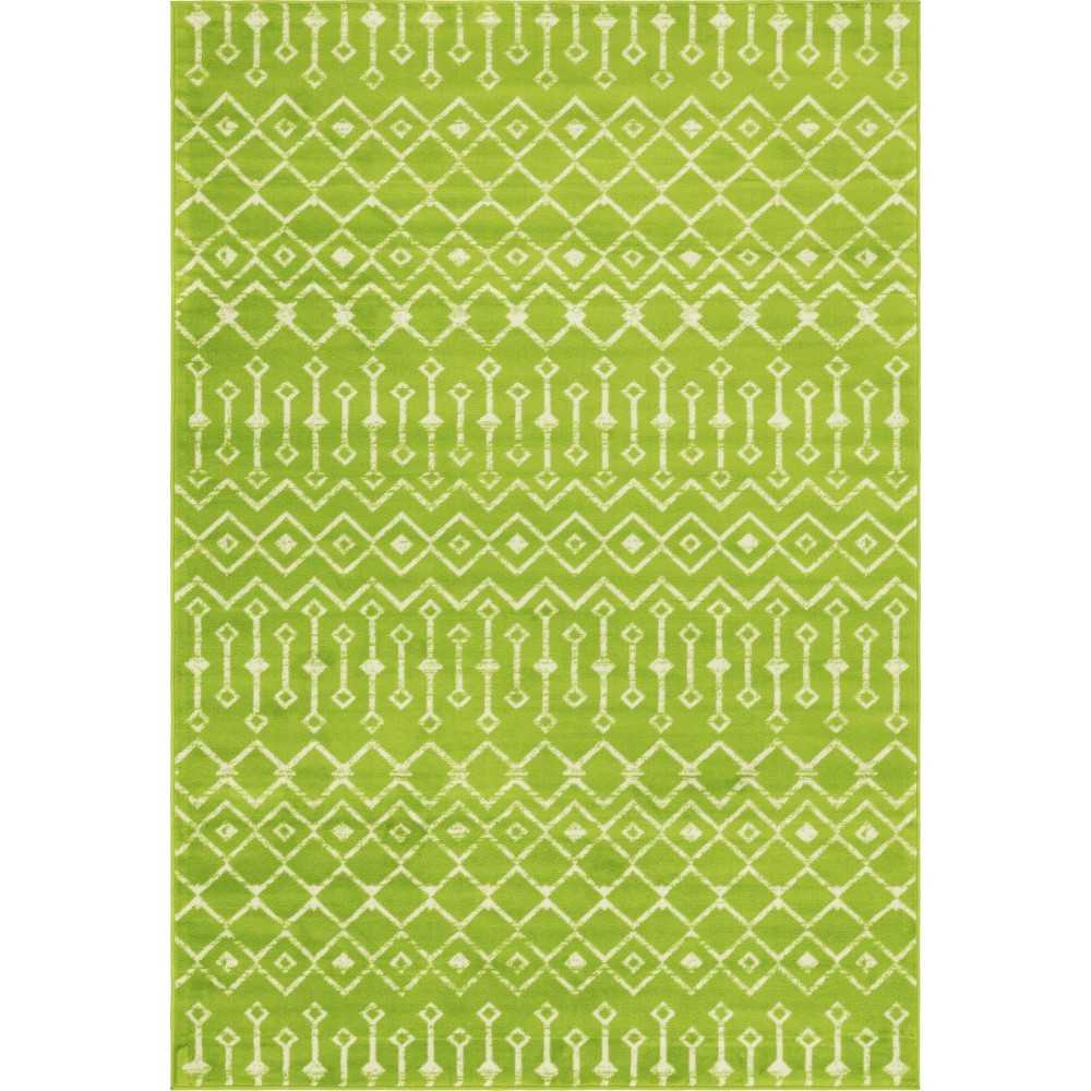 Rug Unique Loom Moroccan Trellis Green Rectangular 6' 0 x 9' 0