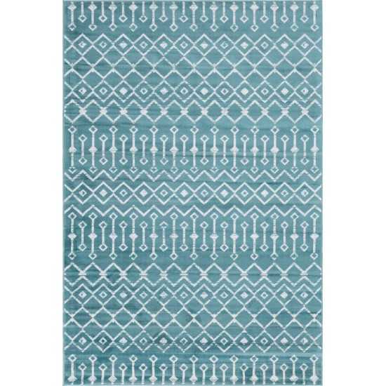 Rug Unique Loom Moroccan Trellis Teal Rectangular 6' 0 x 9' 0