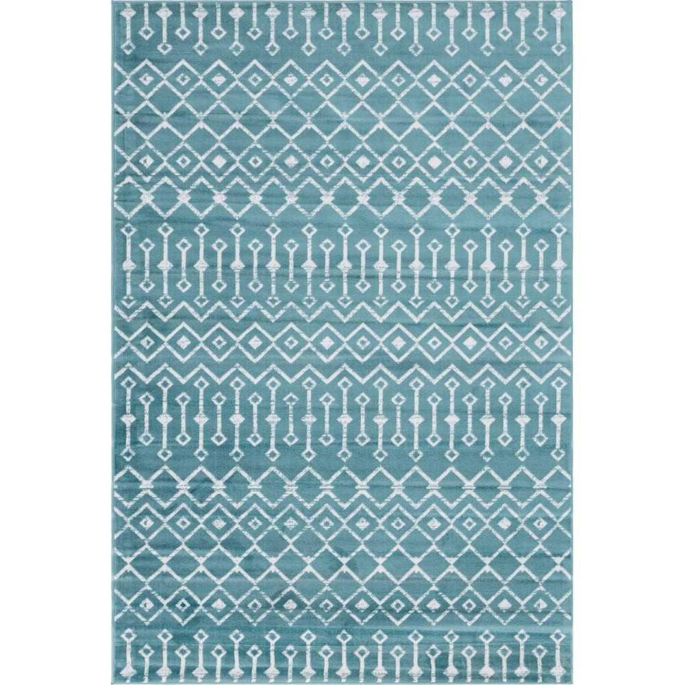 Rug Unique Loom Moroccan Trellis Teal Rectangular 6' 0 x 9' 0 Rug Unique Loom Moroccan Trellis Teal Rectangular 6' 0 x 9' 0