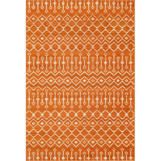 Rug Unique Loom Moroccan Trellis Orange Rectangular 6' 0 x 9' 0