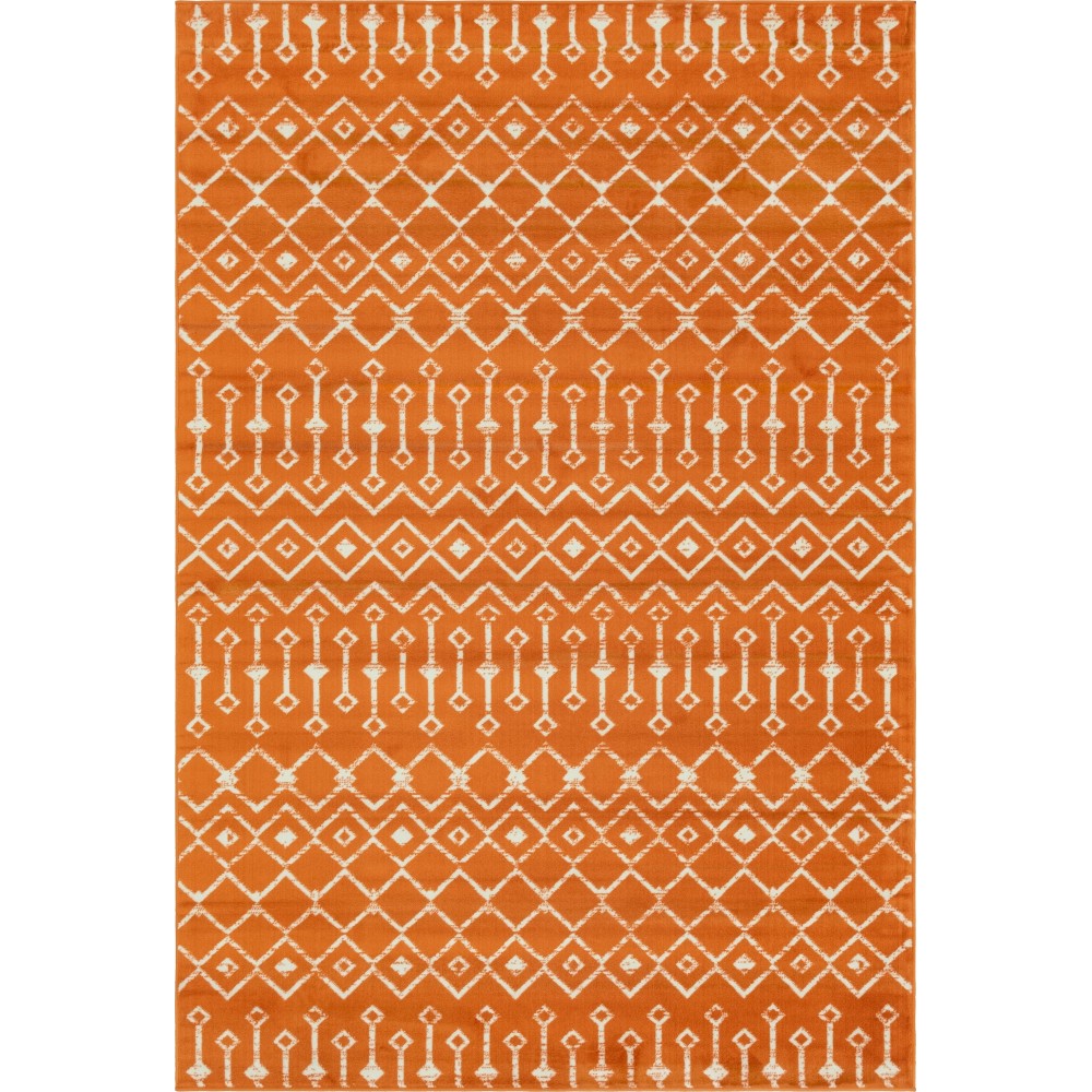 Rug Unique Loom Moroccan Trellis Orange Rectangular 6' 0 x 9' 0