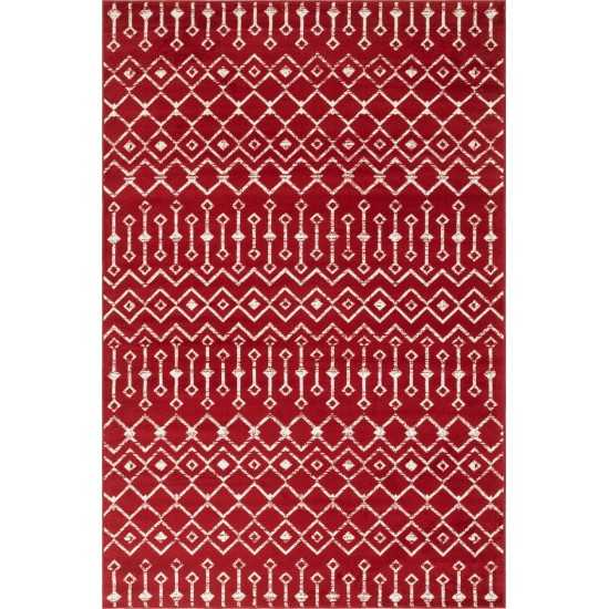 Rug Unique Loom Moroccan Trellis Red Rectangular 6' 0 x 9' 0