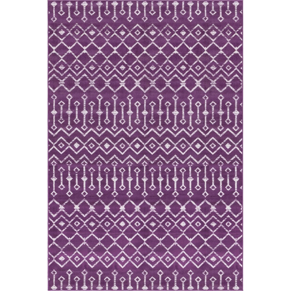 Rug Unique Loom Moroccan Trellis Violet Rectangular 6' 0 x 9' 0