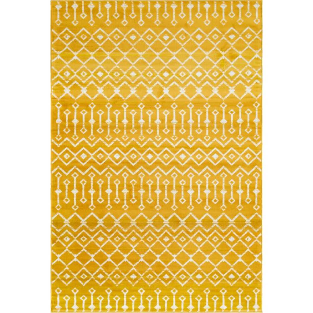 Rug Unique Loom Moroccan Trellis Yellow Rectangular 6' 0 x 9' 0