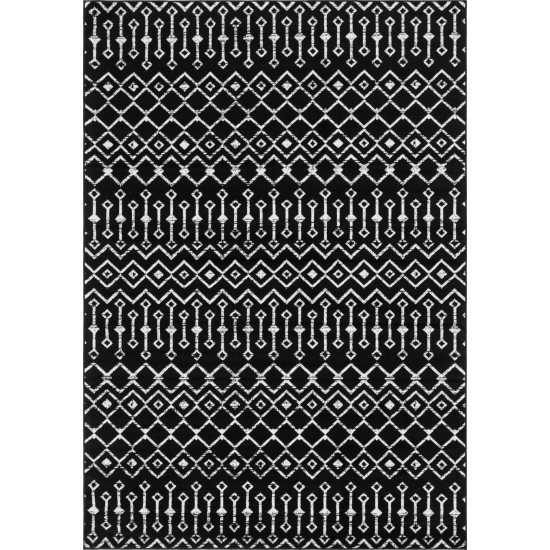 Rug Unique Loom Moroccan Trellis Black Rectangular 7' 0 x 10' 0