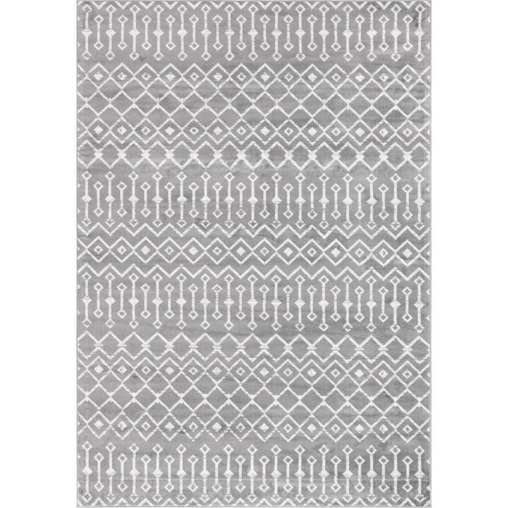 Rug Unique Loom Moroccan Trellis Dark Gray Rectangular 7' 0 x 10' 0