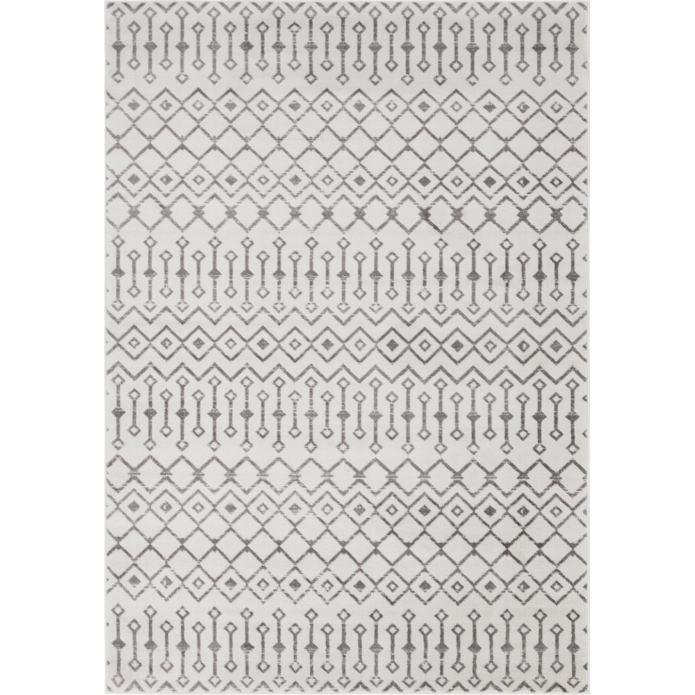 Rug Unique Loom Moroccan Trellis Ivory Rectangular 7' 0 x 10' 0