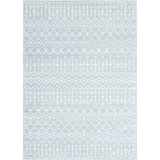 Rug Unique Loom Moroccan Trellis Light Blue Rectangular 7' 0 x 10' 0