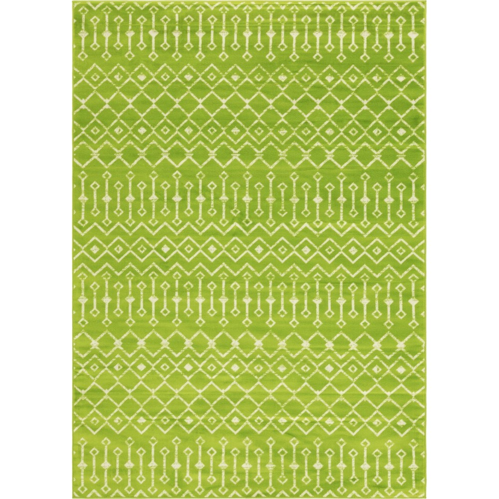 Rug Unique Loom Moroccan Trellis Green Rectangular 7' 0 x 10' 0