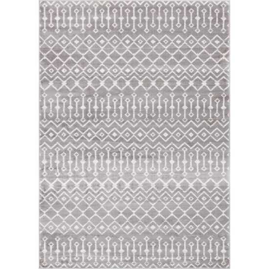 Rug Unique Loom Moroccan Trellis Light Gray Rectangular 7' 0 x 10' 0