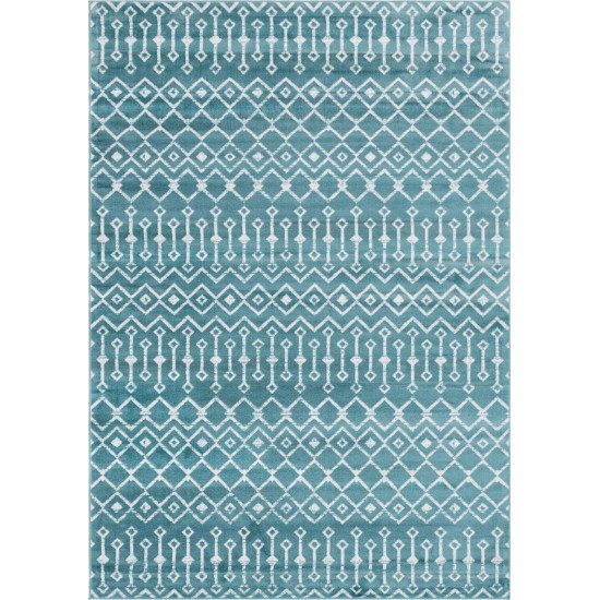 Rug Unique Loom Moroccan Trellis Teal Rectangular 7' 0 x 10' 0