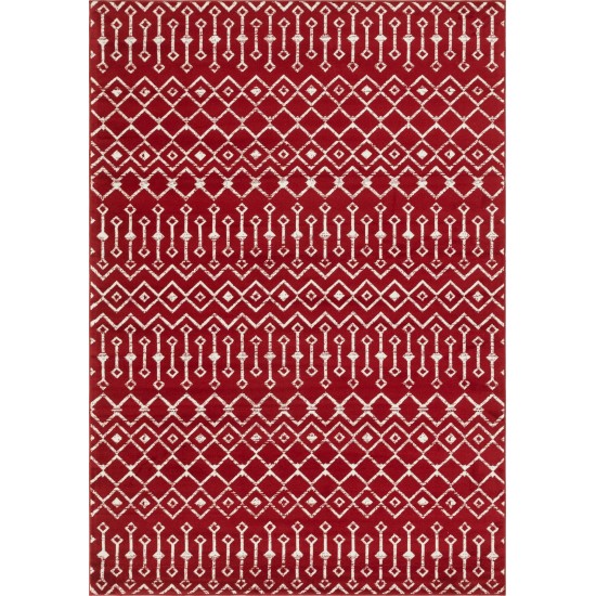 Rug Unique Loom Moroccan Trellis Red Rectangular 7' 0 x 10' 0