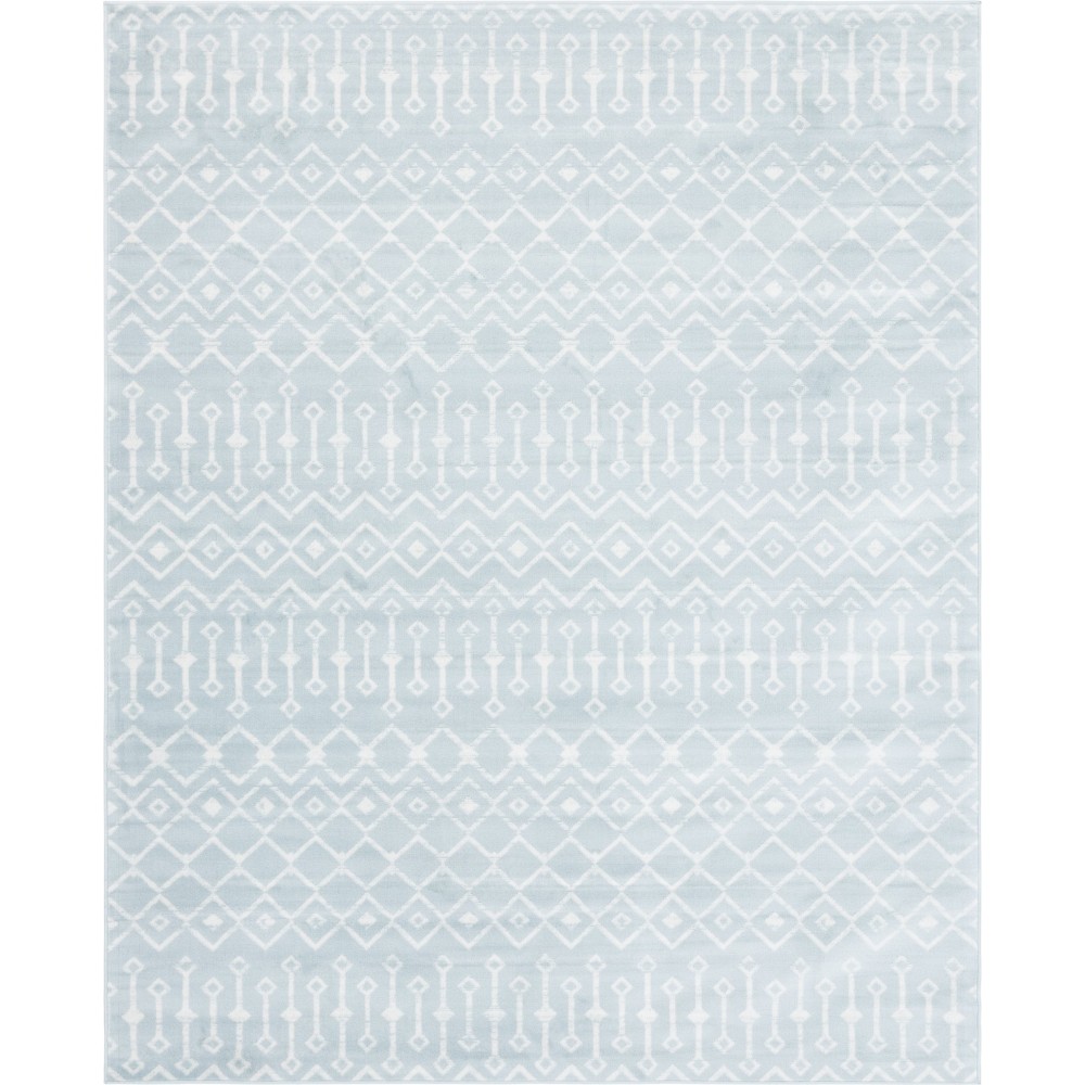 Rug Unique Loom Moroccan Trellis Light Blue Rectangular 8' 0 x 10' 0