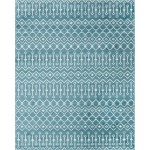 Rug Unique Loom Moroccan Trellis Teal Rectangular 8' 0 x 10' 0