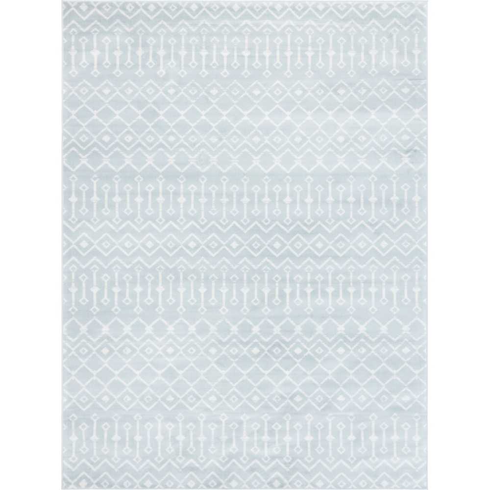 Rug Unique Loom Moroccan Trellis Light Blue Rectangular 8' 0 x 11' 0