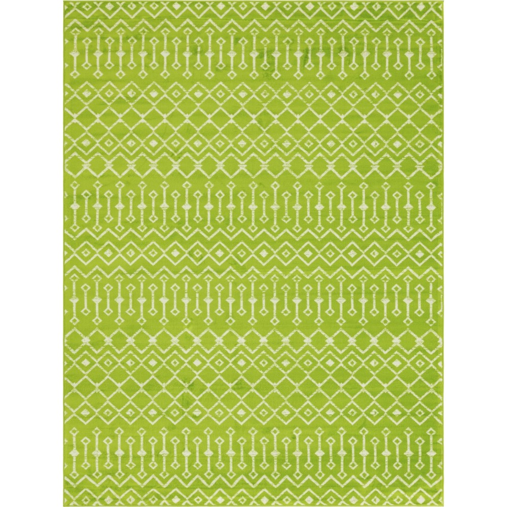 Rug Unique Loom Moroccan Trellis Green Rectangular 8' 0 x 11' 0