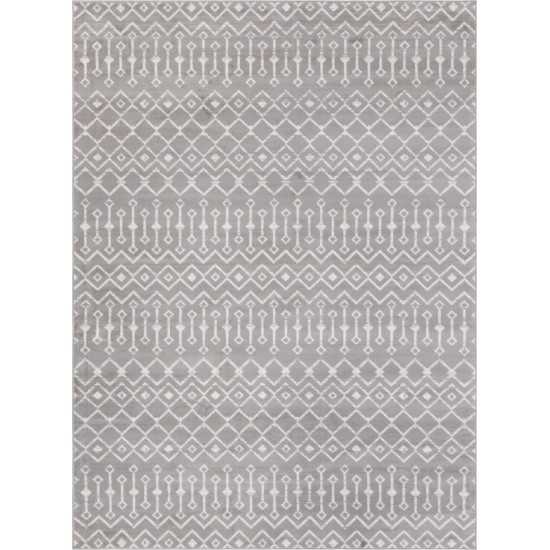 Rug Unique Loom Moroccan Trellis Light Gray Rectangular 8' 0 x 11' 0