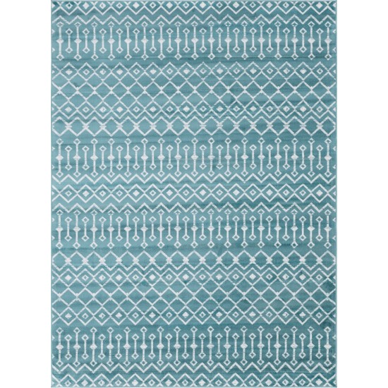 Rug Unique Loom Moroccan Trellis Teal Rectangular 8' 0 x 11' 0