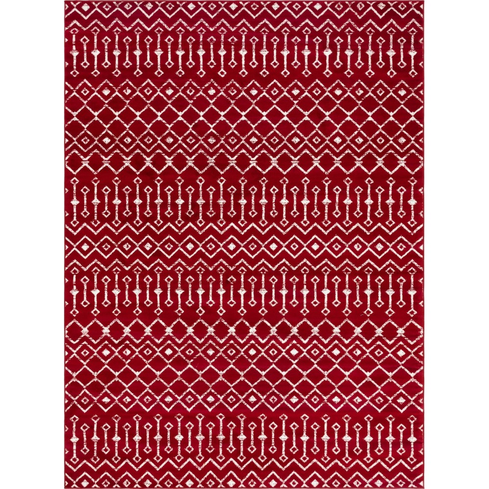 Rug Unique Loom Moroccan Trellis Red Rectangular 8' 0 x 11' 0