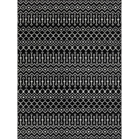 Rug Unique Loom Moroccan Trellis Black Rectangular 9' 0 x 12' 0