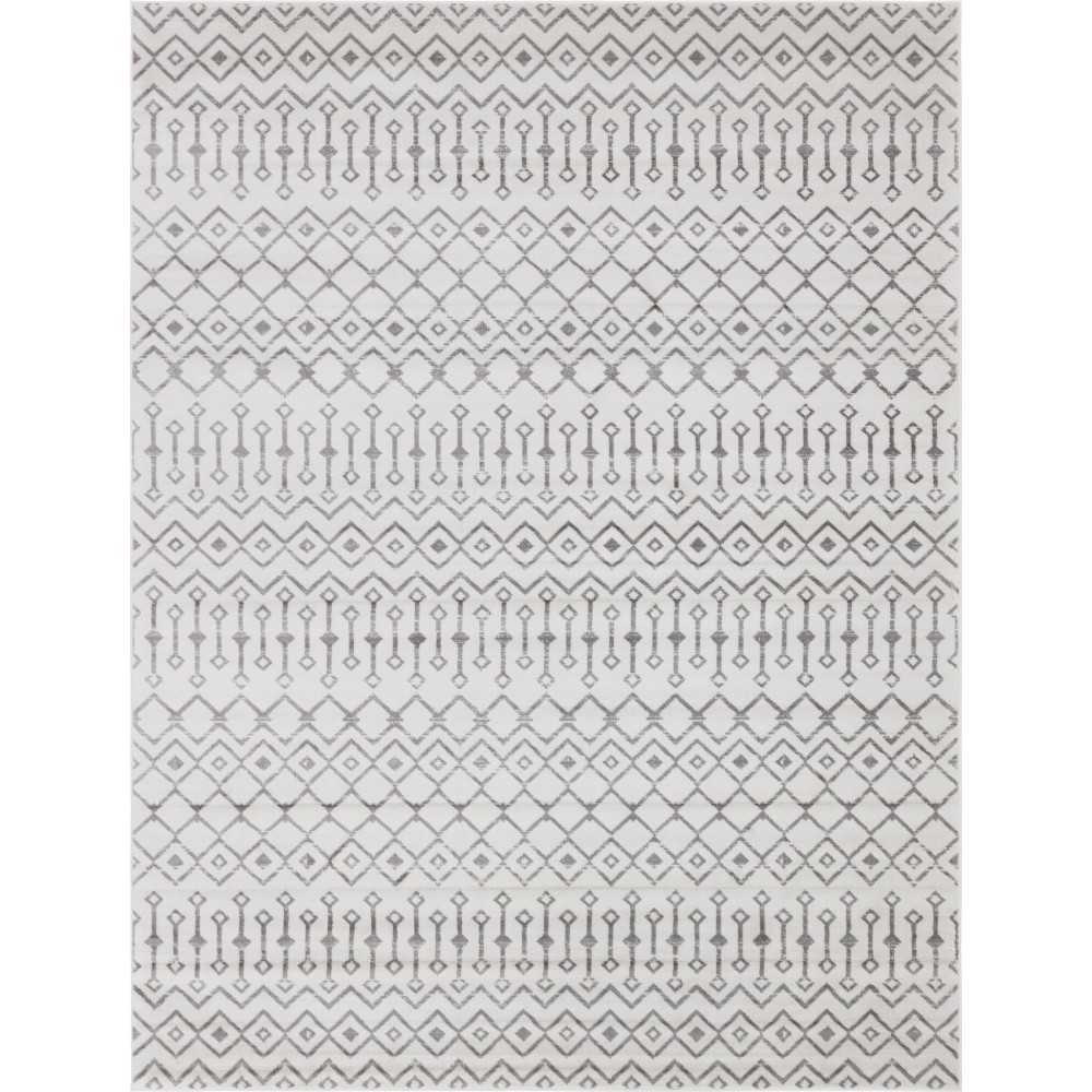 Rug Unique Loom Moroccan Trellis Ivory Rectangular 9' 0 x 12' 0