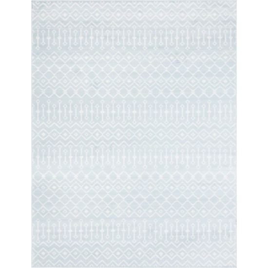 Rug Unique Loom Moroccan Trellis Light Blue Rectangular 9' 0 x 12' 0